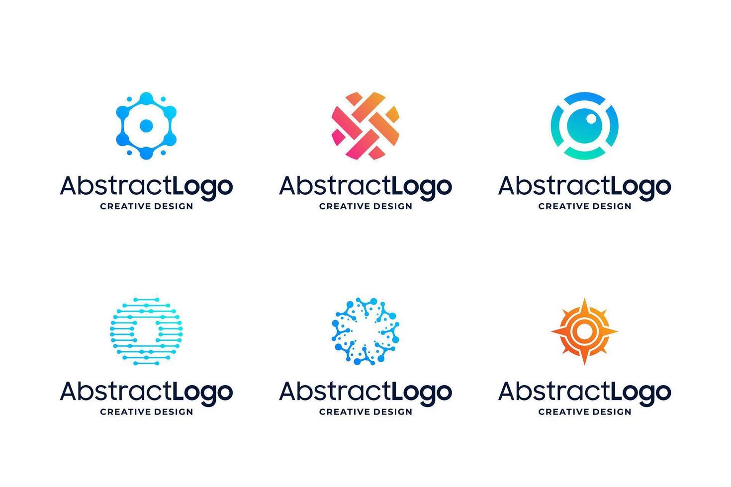 Set of letter O tech logo design. Letter O connect logo vector