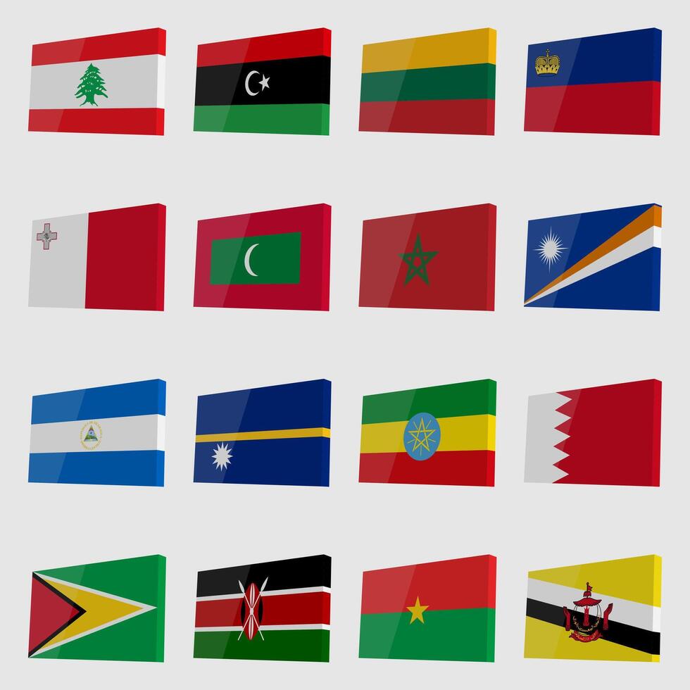 Big set of isometric country flags vector