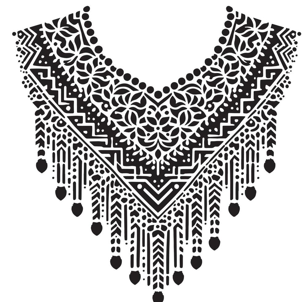 Neck line baroque design for embroidery. baroque neck line design vector