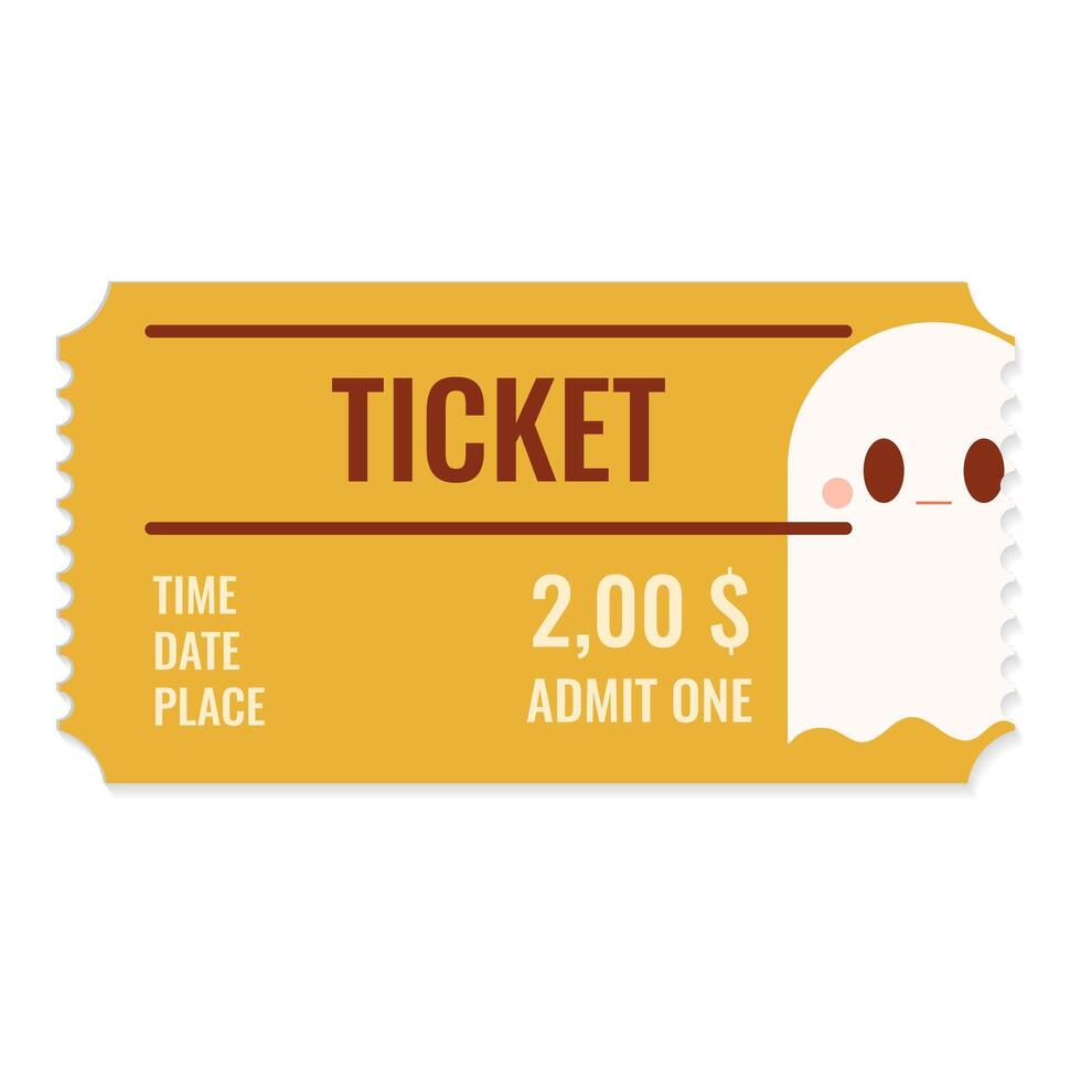 Funny Halloween ticket. Admit one coupon template for Halloween Party.Paper ticket stub and entrance pass with Haloween symbols. illustration EPS 10. vector
