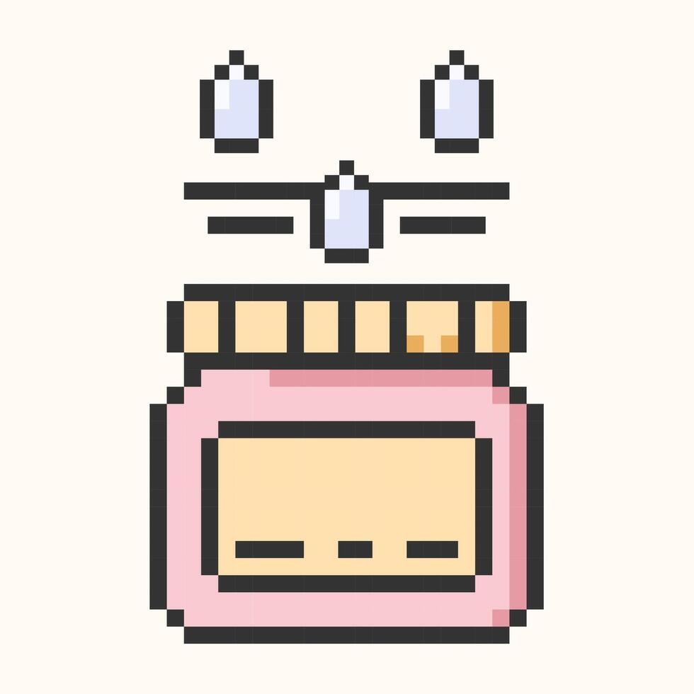Cosmetic cream icon pixel art.Dermatology, facial, lotion, balm beauty sign.Closed with cream drops and moisturizing symbol. illustration EPS 10 vector