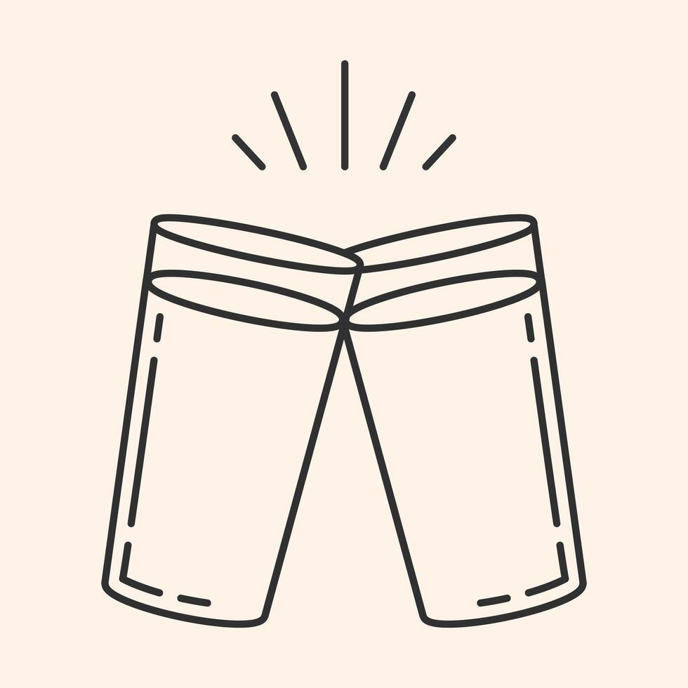 Beer cheers. Two glasses of beer icons.Friendship concept.Two toasting beer mugs, Cheers. Clinking glass symbol.Flat graphic illustration EPS10 vector