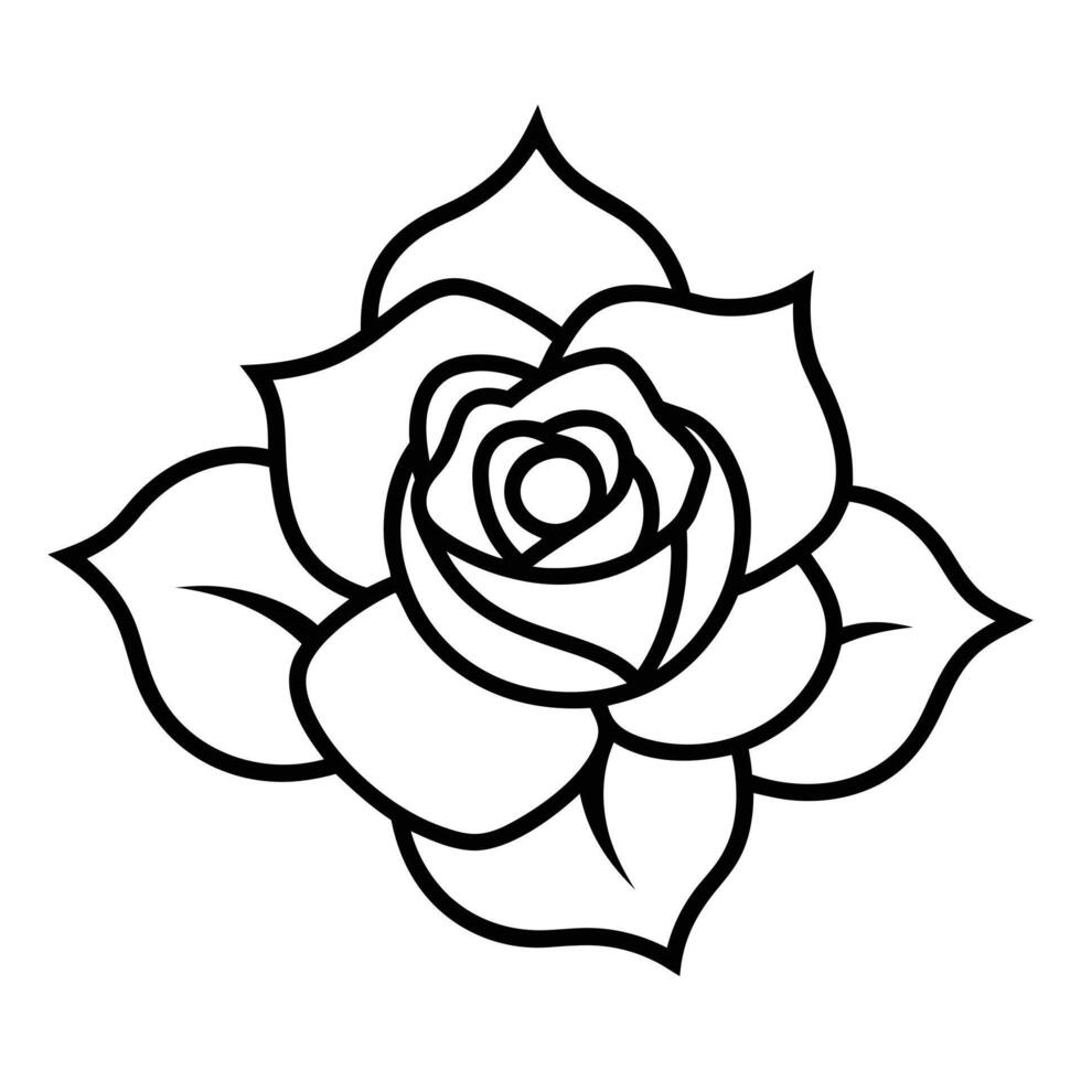 Line Art black and white rose Logo Icon Silhouette Art illustration design vector