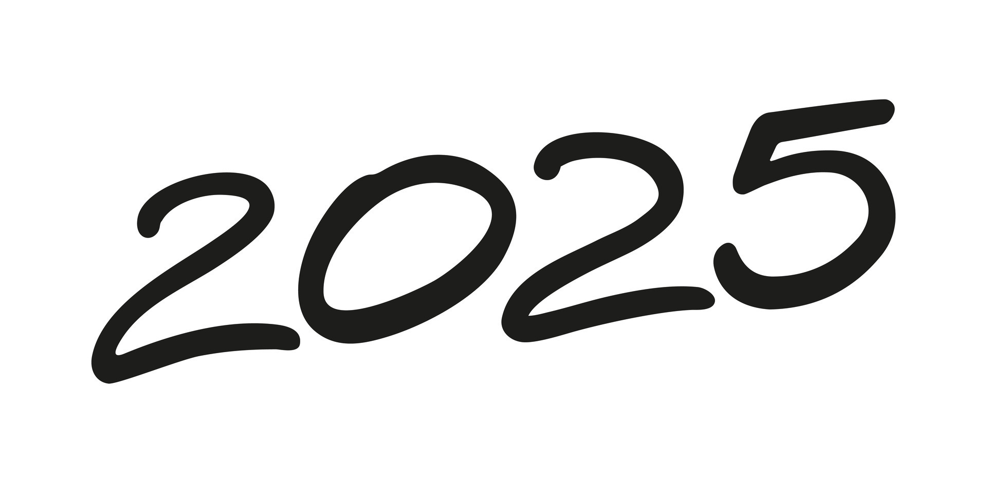 2025 year black handwriting horizontal font. Illustration with lettering for calendar .Isolated