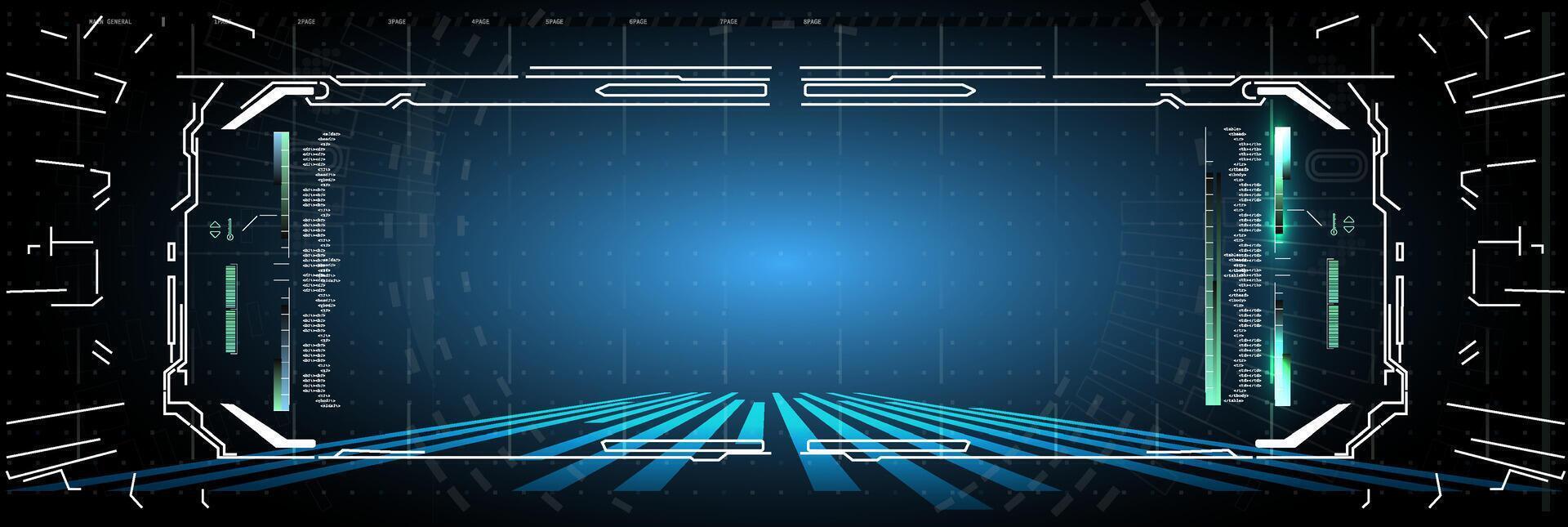 Futuristic Virtual Interface Displaying Data in a Tech-Driven Environment During a Digital Design Session vector