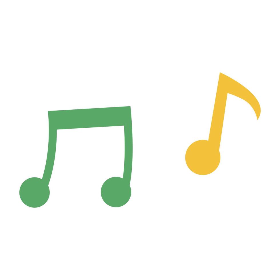 Musical notes illustration symbols in green and yellow color vector