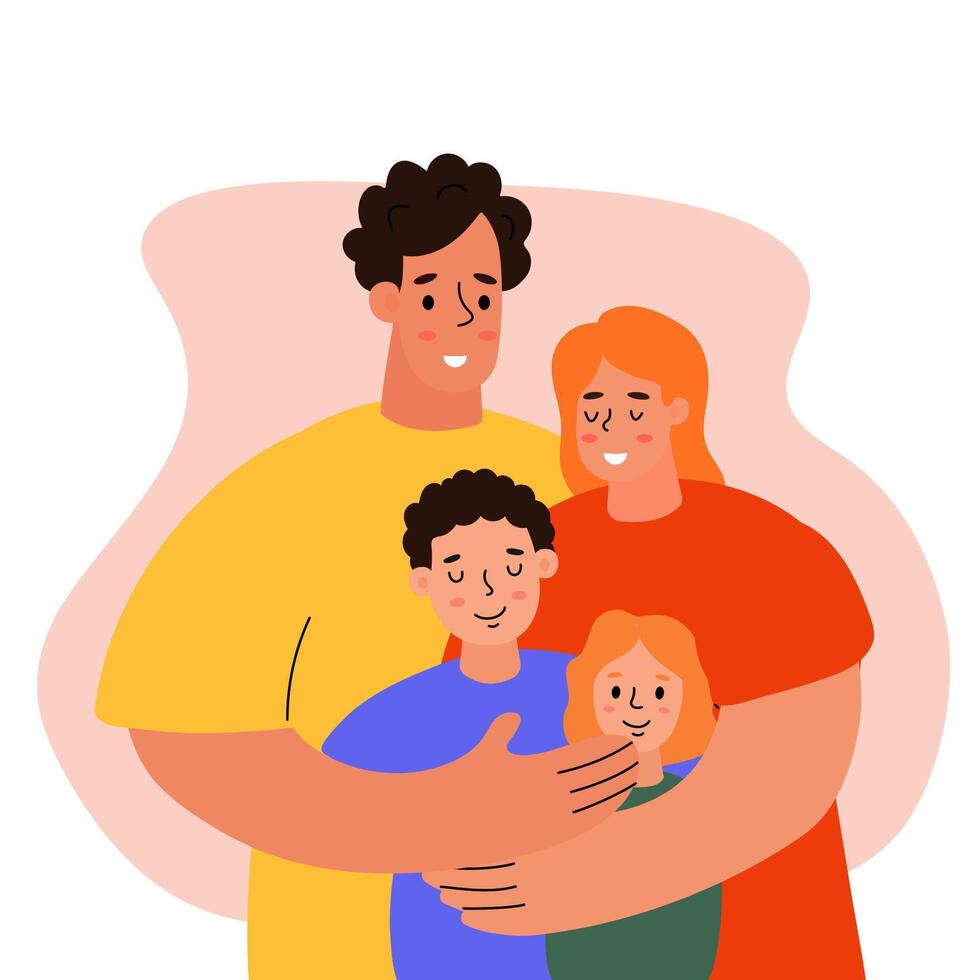 Family Embracing Together in a Warm and Loving Environment vector