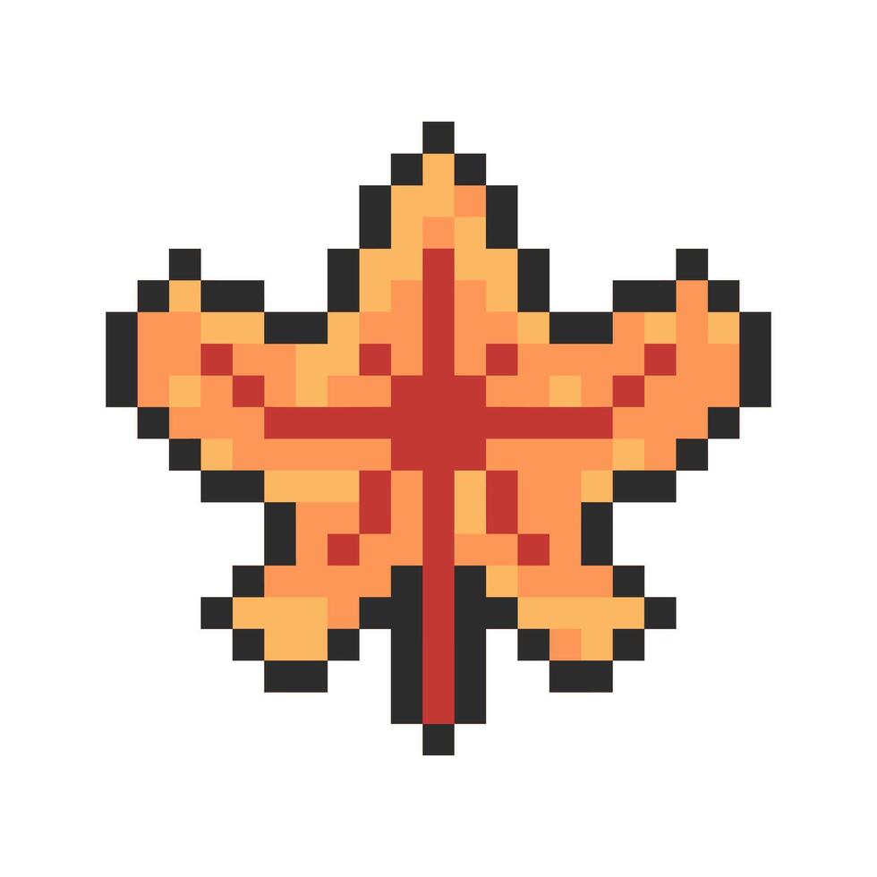 autumn leaf pixel art vector