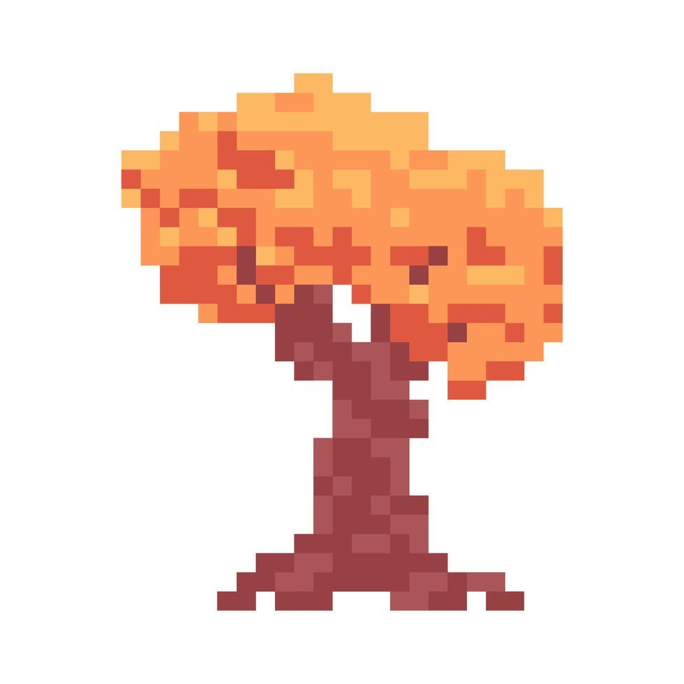 autumn tree pixel art vector
