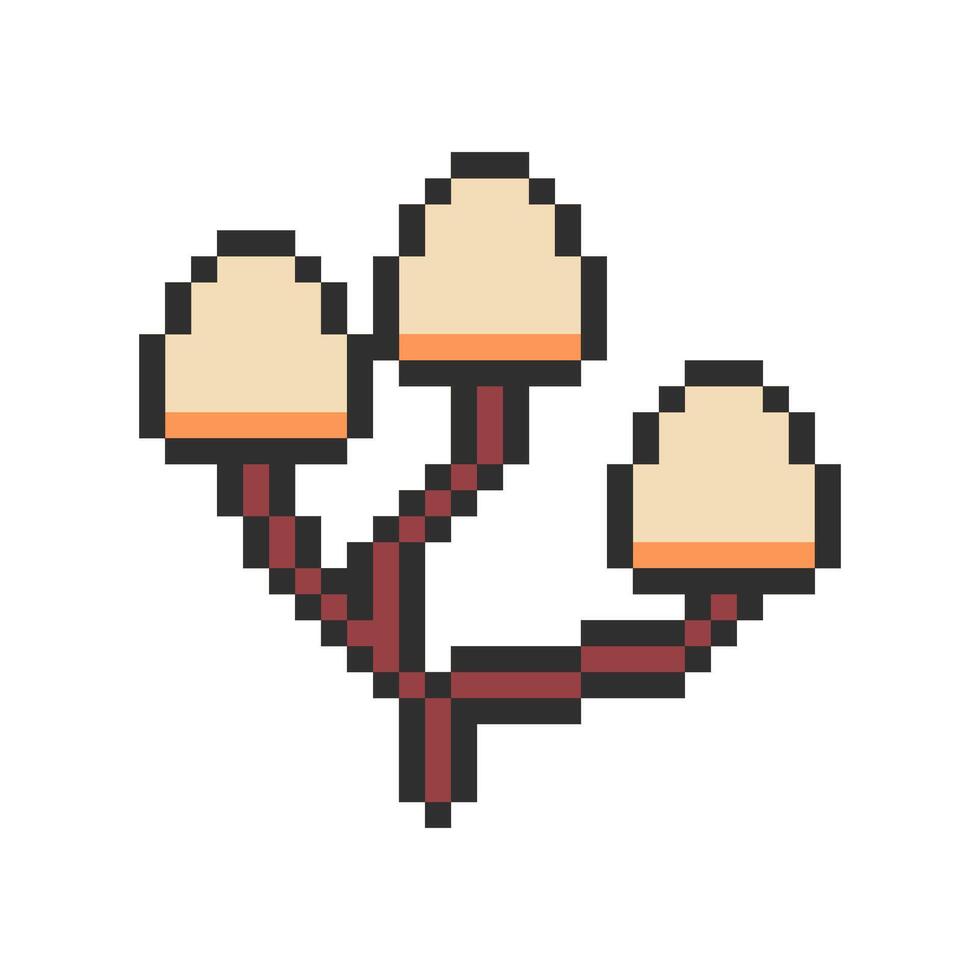 three mushrooms pixel art vector