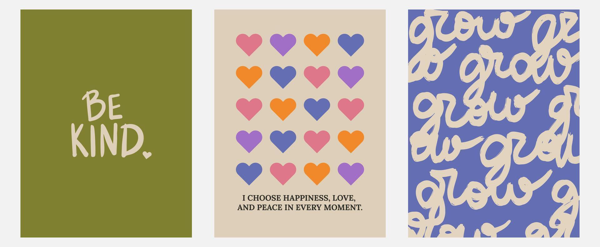 Aesthetic abstract pastel background with ispiration and motivation quotes and phrases posters on blurred pattern. Modern print for social media stories, album covers, banners, templates vector