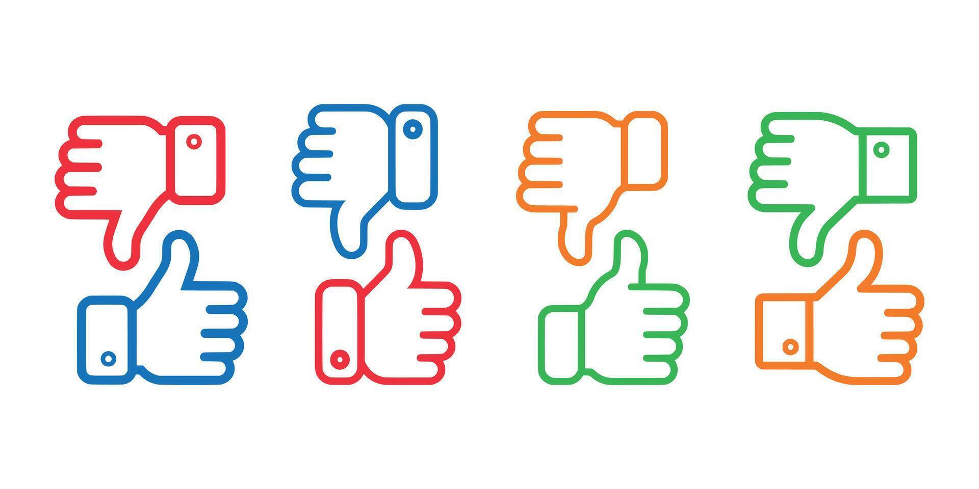 Like and dislike icon set on white background. illustration in trendy flat style vector