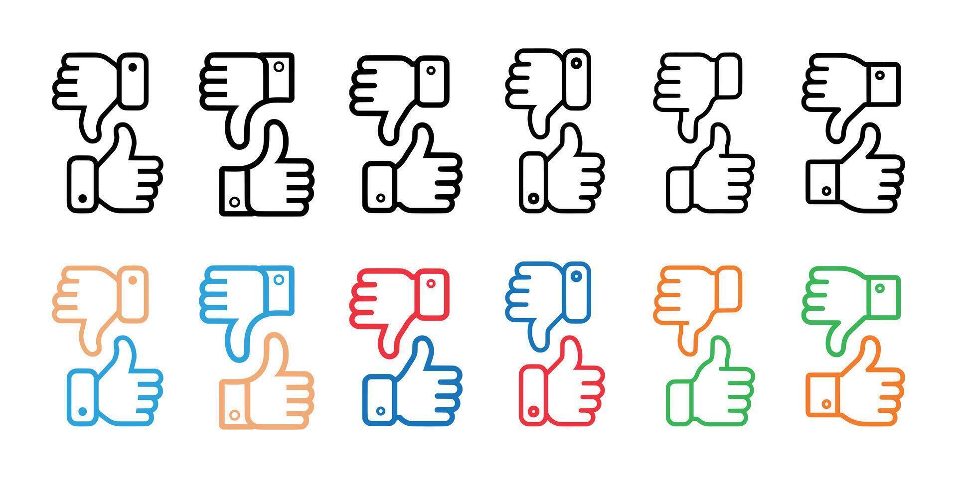 Set of Like and dislike icons. illustration in flat style vector
