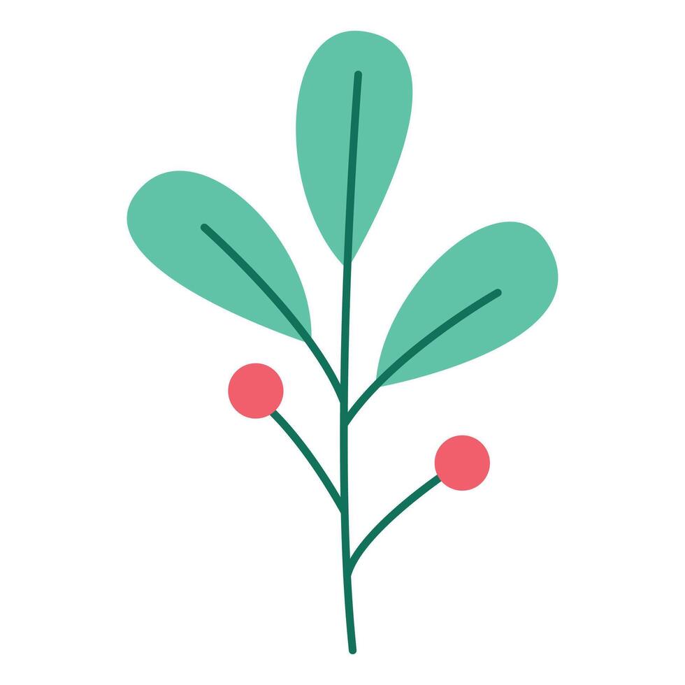 Red winter berry branches element on white background vector