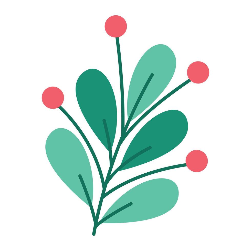 Red winter berry branches element vector