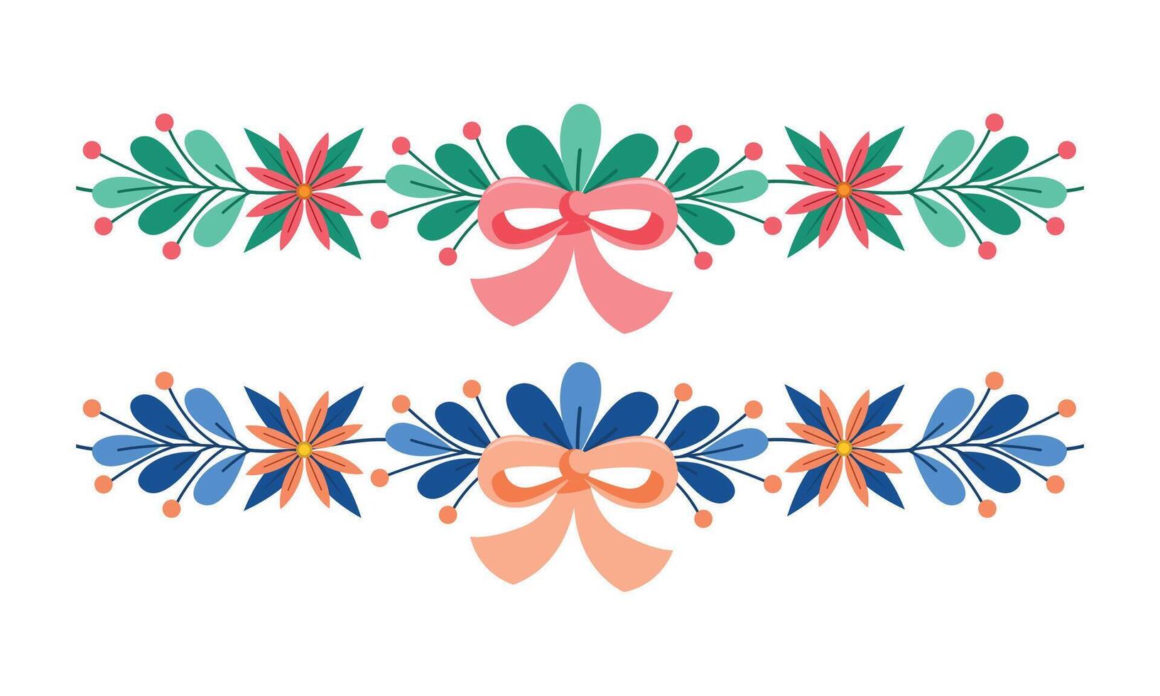Set of decorative christmas floral elements vector