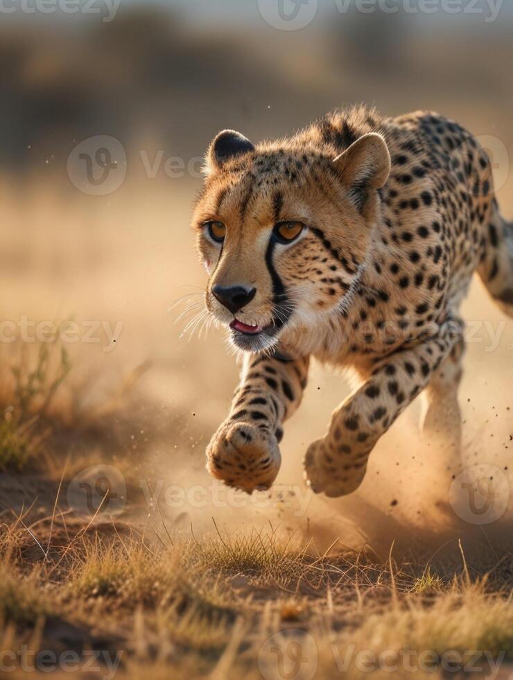 cheetah running in the desert photo