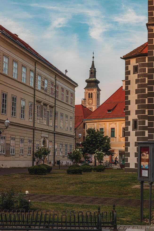 Clock tower of St Nicholas Church in Varazdin Varazdin Croatia 10.07.24 photo