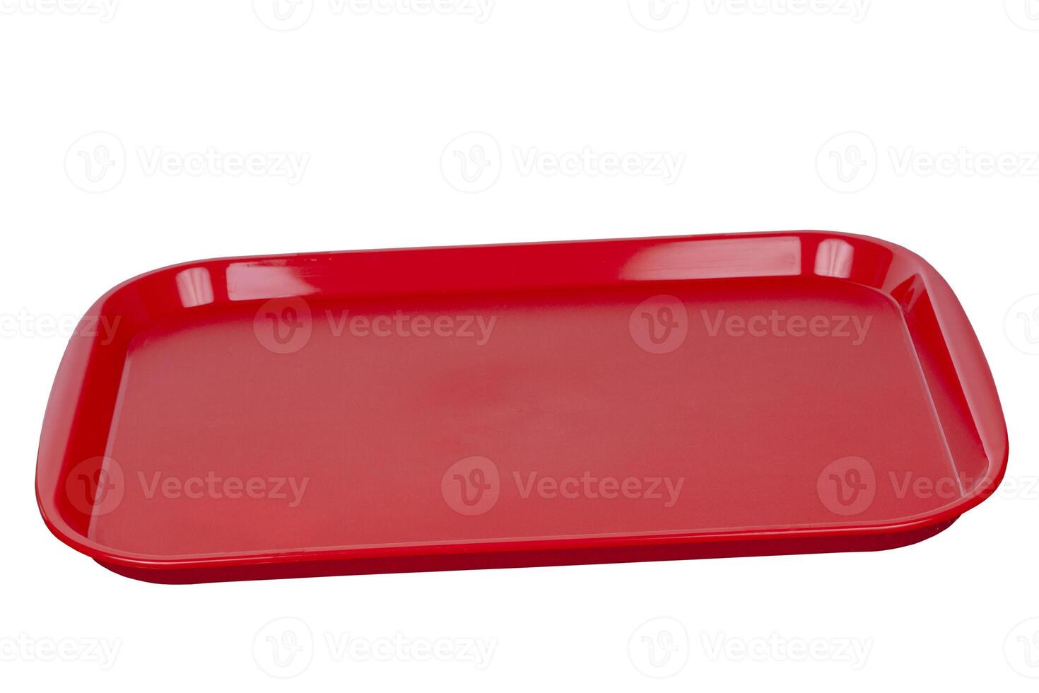 Empty red tray. Copy space. photo
