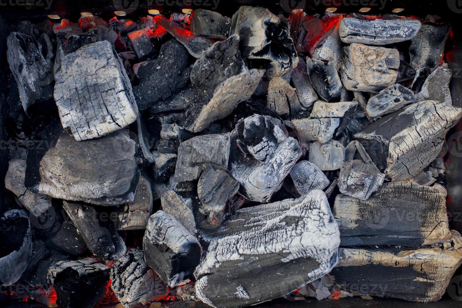 Black hot coals for grilled meat. photo