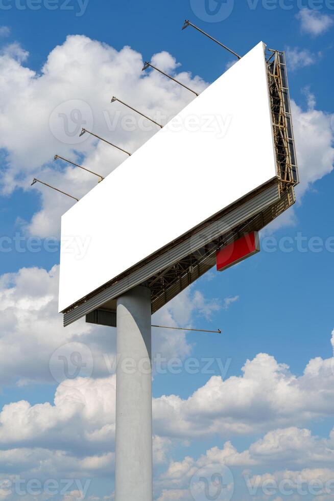 Billboard on pillar against the sky. Empty space for text. photo