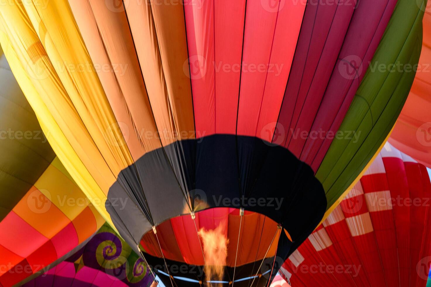 Colorful hot air balloons with igniting an inflatable photo