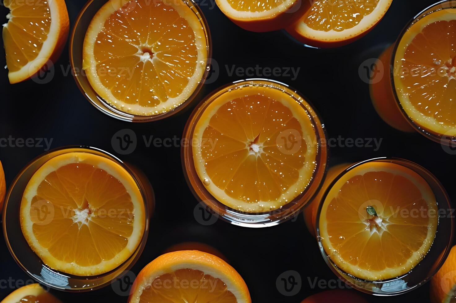 Orange falling in clear water photo