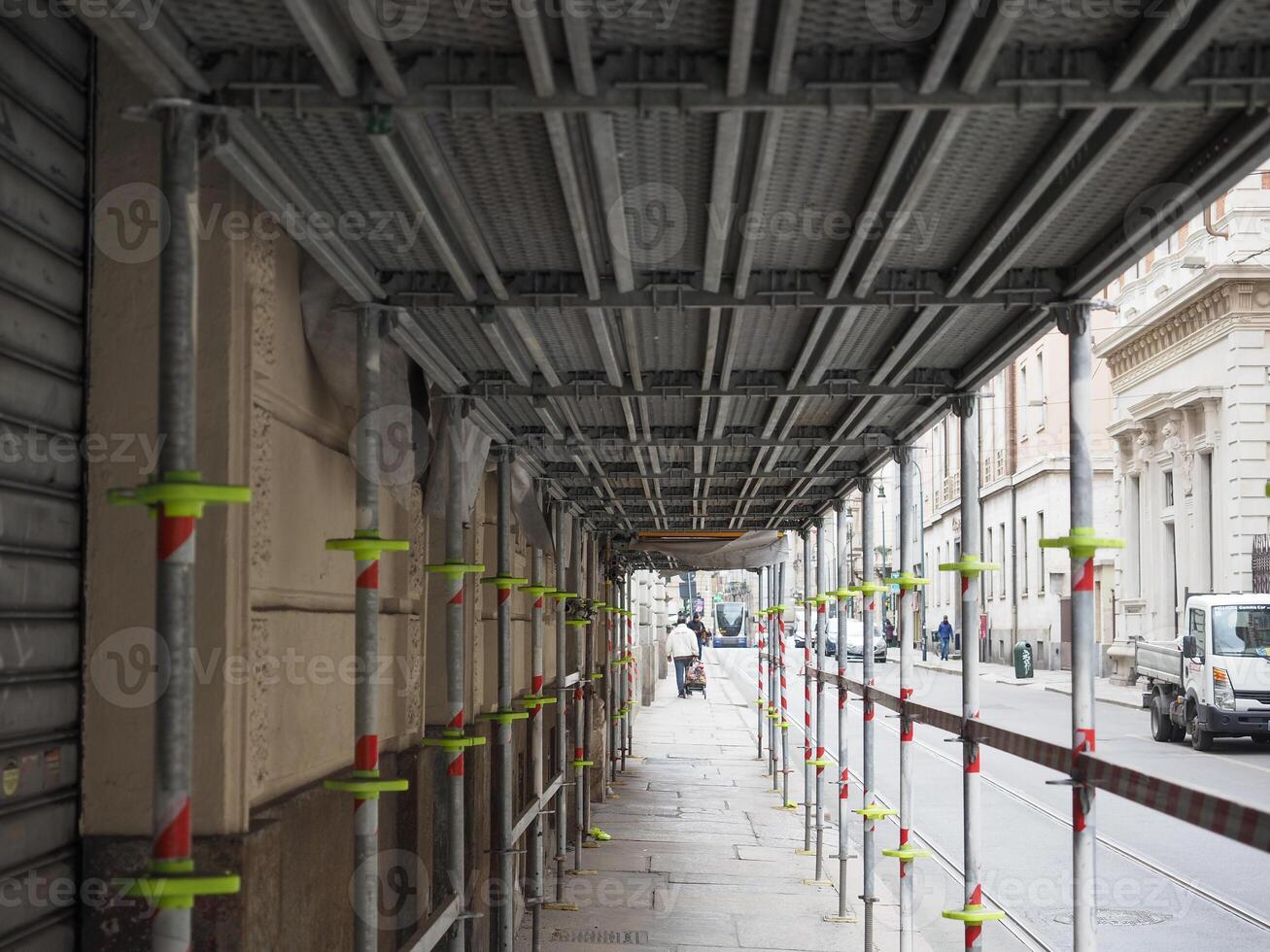 scaffolding for construction work in Turin photo