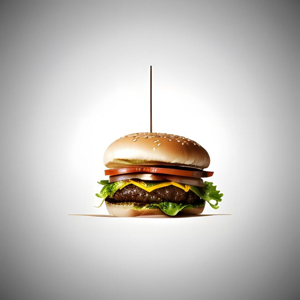 Big fresh burger with cheese and bacon isolated on background, fresh tasty burger photo