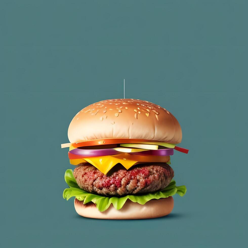 Big fresh burger with cheese and bacon isolated on background, fresh tasty burger photo