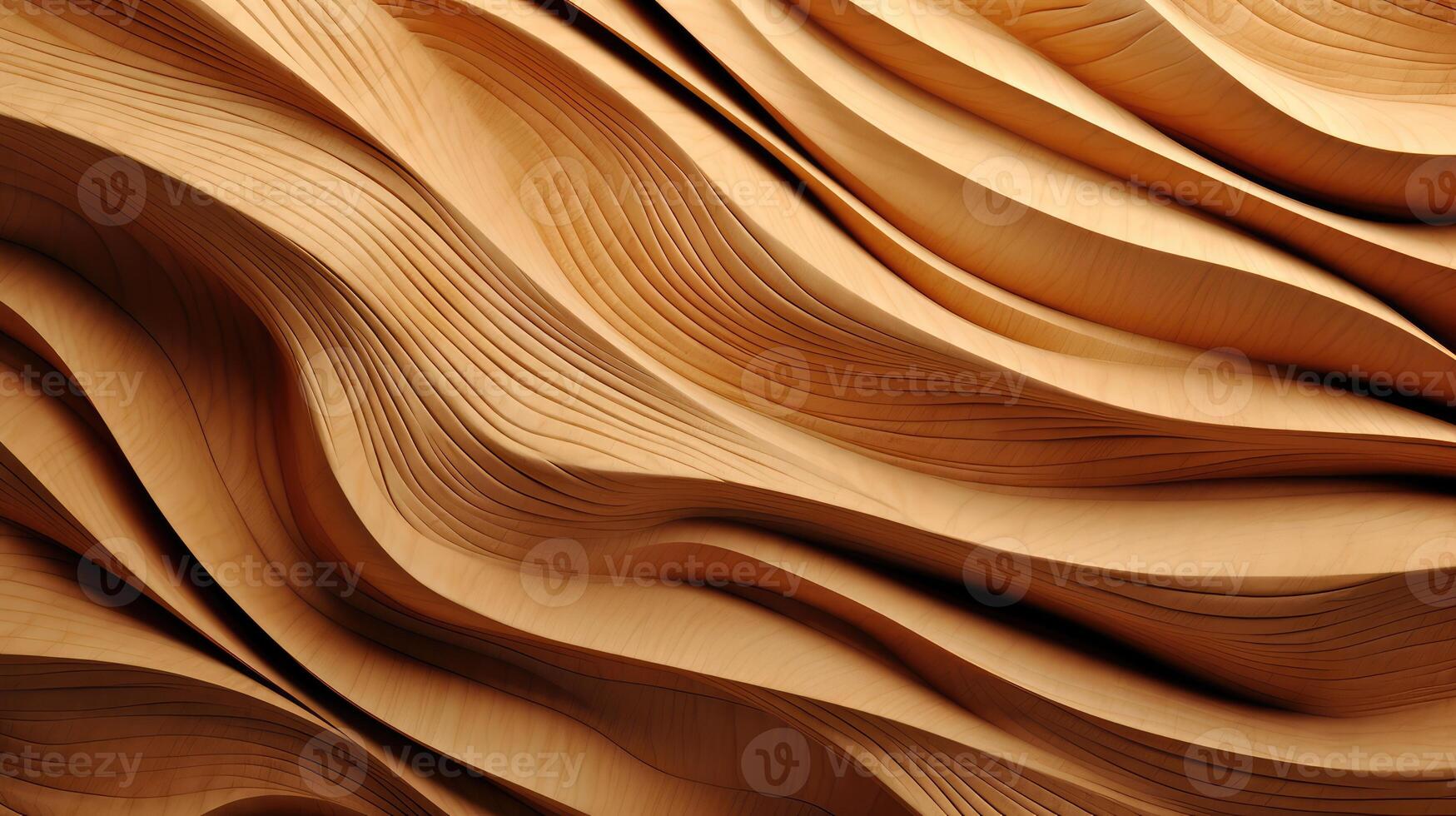 Textured wood surfaces with flowing curves and waves in sunlight photo