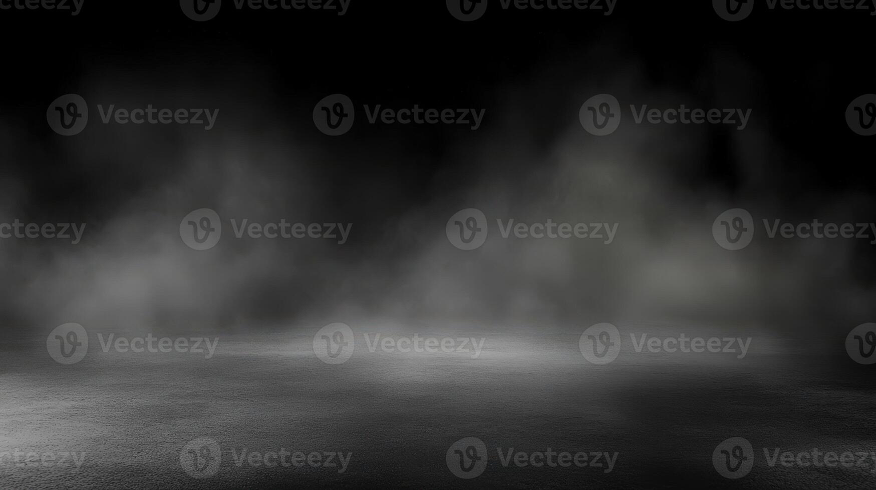 Fog envelops a dark space with muted lighting at night photo