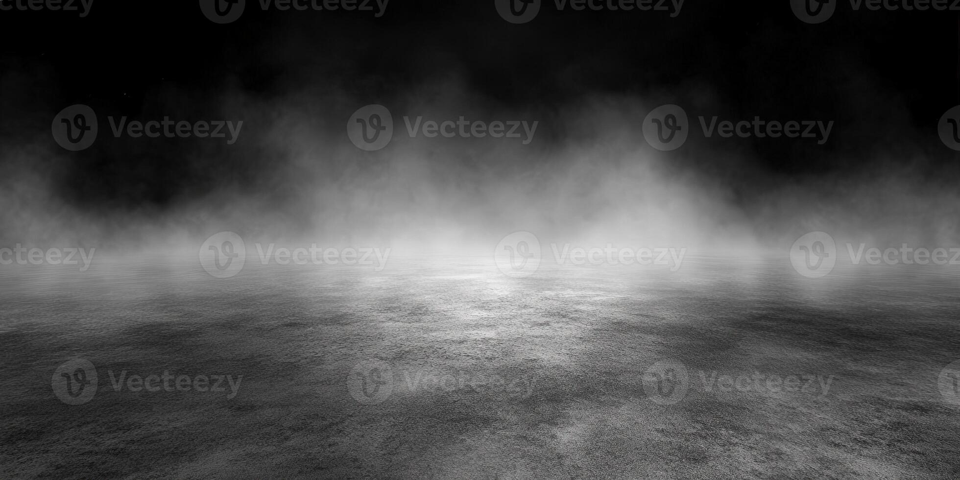 Foggy landscape with soft light in a dark environment photo