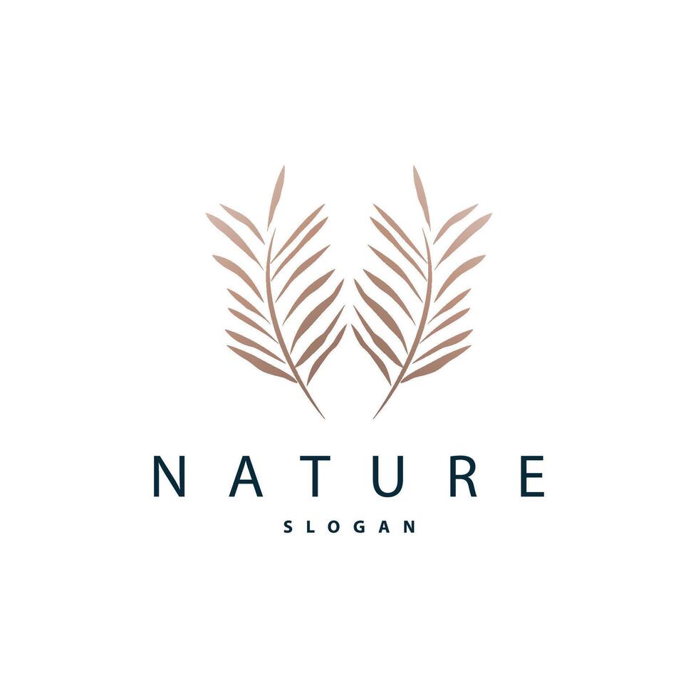 Palm Leaf Logo Design Simple Minimalist Symbol Illustration Template vector