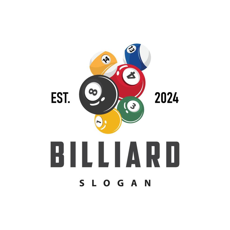 Billiard Logo Minimalist Design Ball and Stick Symbol Illustration Template vector
