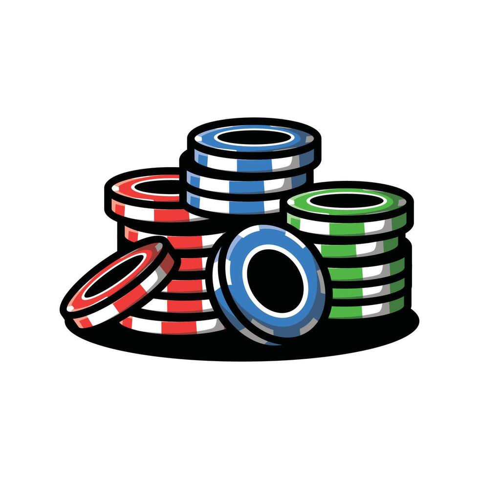 casino chips slot modern style coloring cartoon illustration design vector