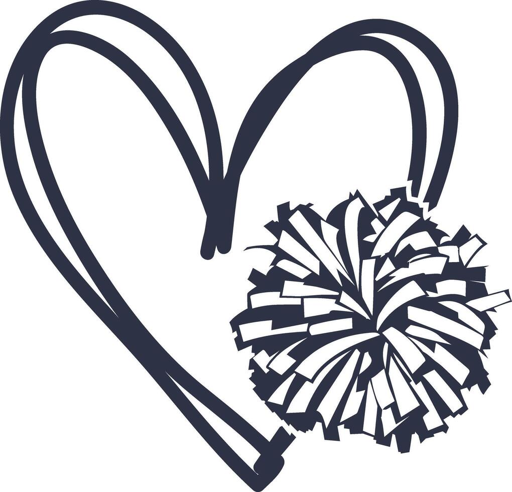 Heart Pompom, Cheerleader, Cheerleading, Cheer Pom Poms vector