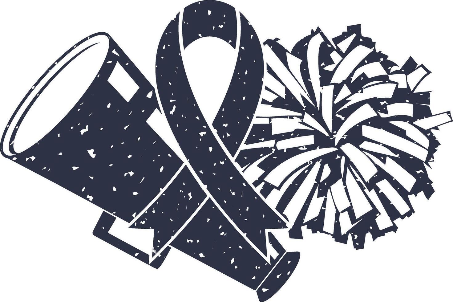 Megaphone Awareness and Pom, Cheerleading, Cheer Pom Poms vector