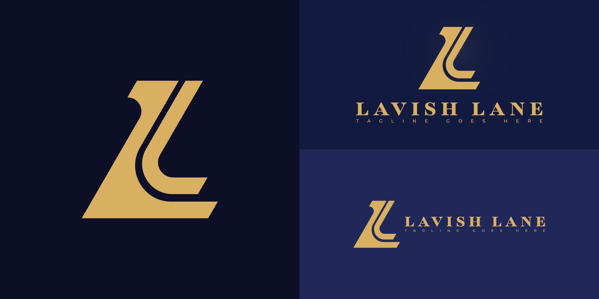 Abstract initial letter L or LL in gold color isolated on multiple background colors. The logo is suitable for modern wellness clinic logo design inspiration templates. vector