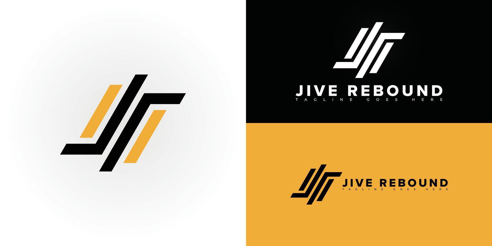 Abstract initial letter JR or RJ in black-gold color isolated on multiple background colors. The logo is suitable for modern physical fitness coaching logo design inspiration templates. vector