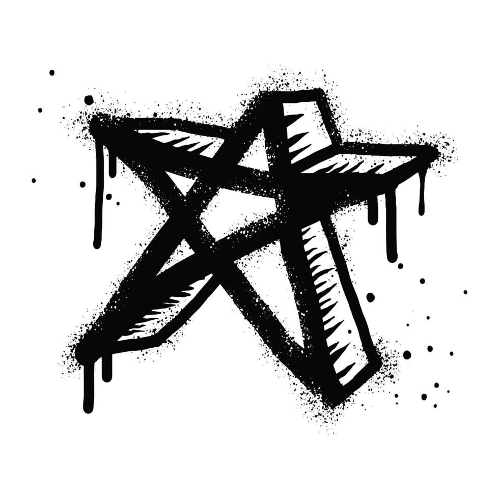 Spray painted graffiti Star sign in black over white. Star drip symbol. isolated on white background vector