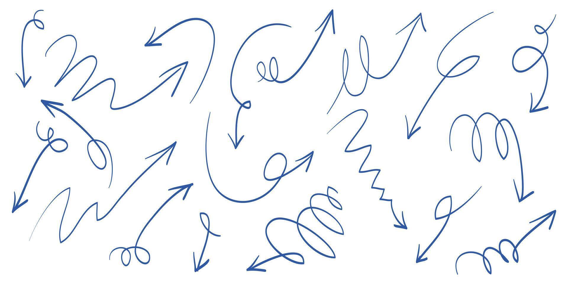 hand drawn Arrows icons Set. arrow icon with various directions. isolated on a white background vector