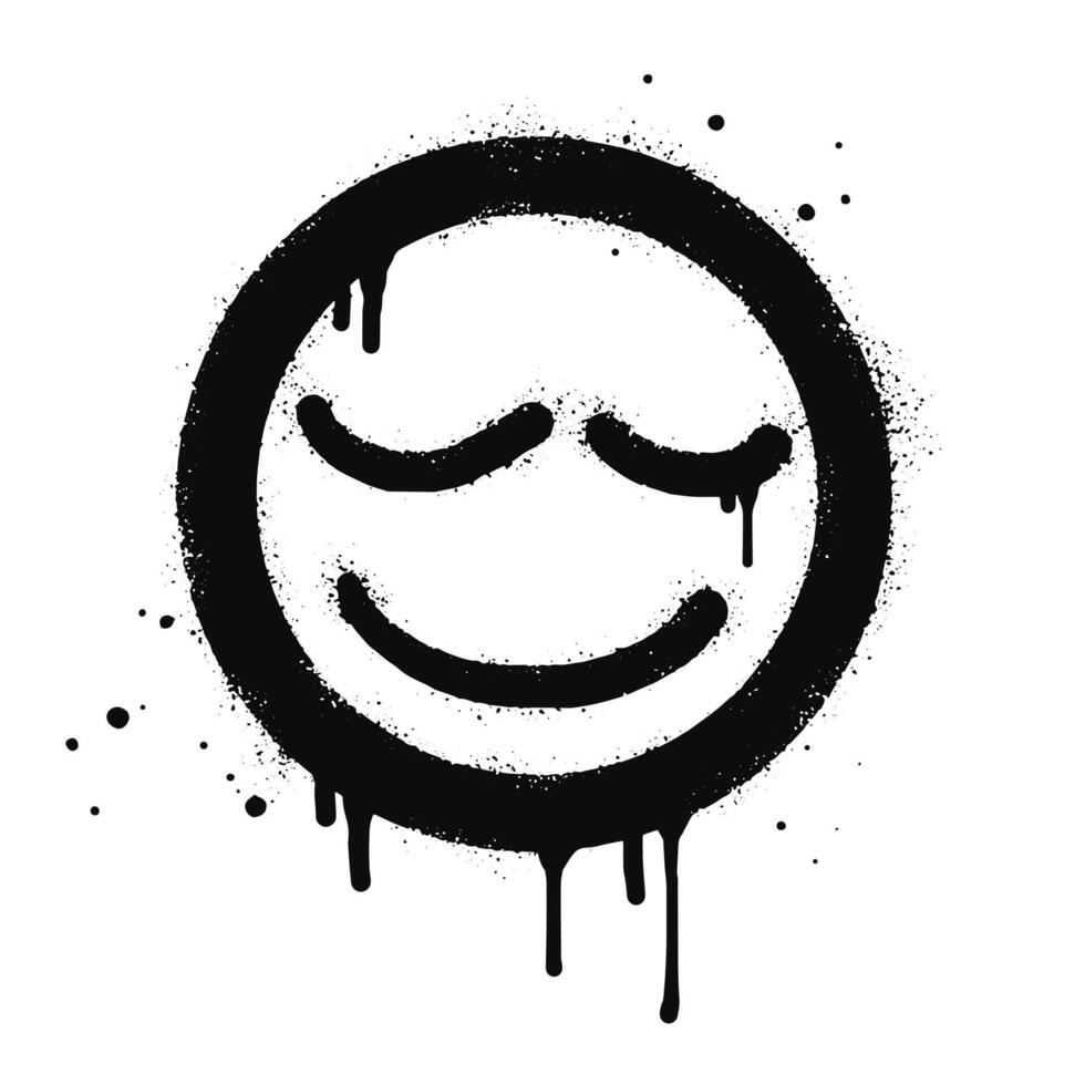 Sleeping face emoji character. Spray painted graffiti Sleeping face in black over white. isolated on white background vector