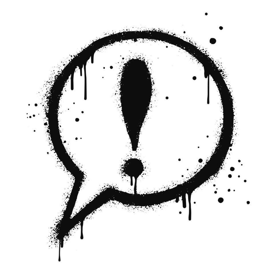Spray painted graffiti exclamation mark in black over white. Hazard warning symbol. isolated on white background vector
