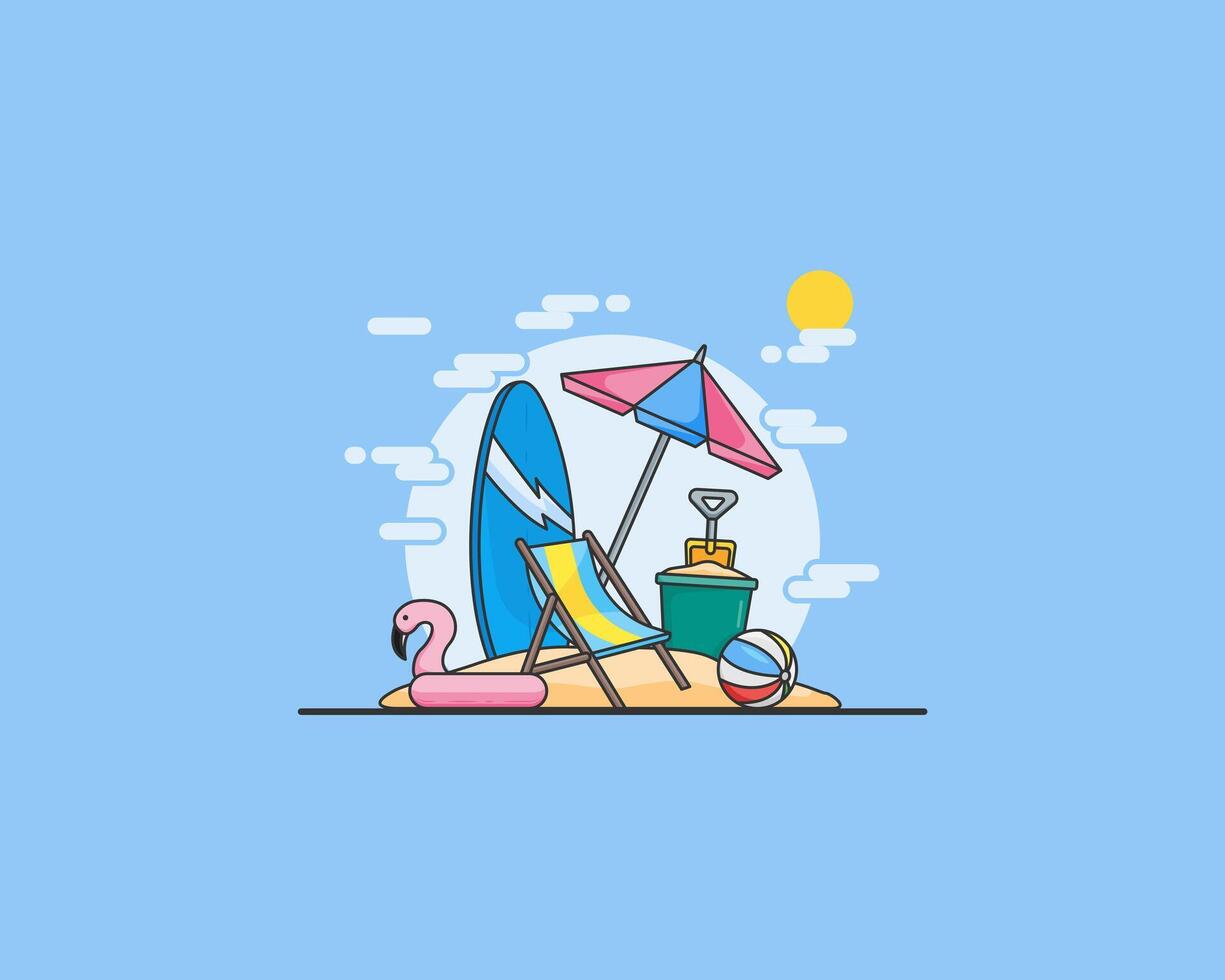 summer illustration with playing games on the beach vector