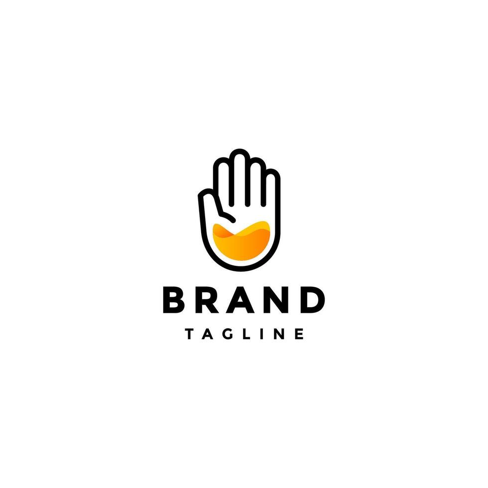 Simple Hand Lab Logo Design. Palms With Water Inside Logo Design. vector