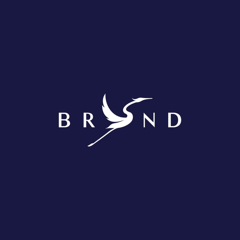 Elegant Flying Stork Silhouette Logo Design. Flying Stork Shaping Initial S Letter Logo Design. vector