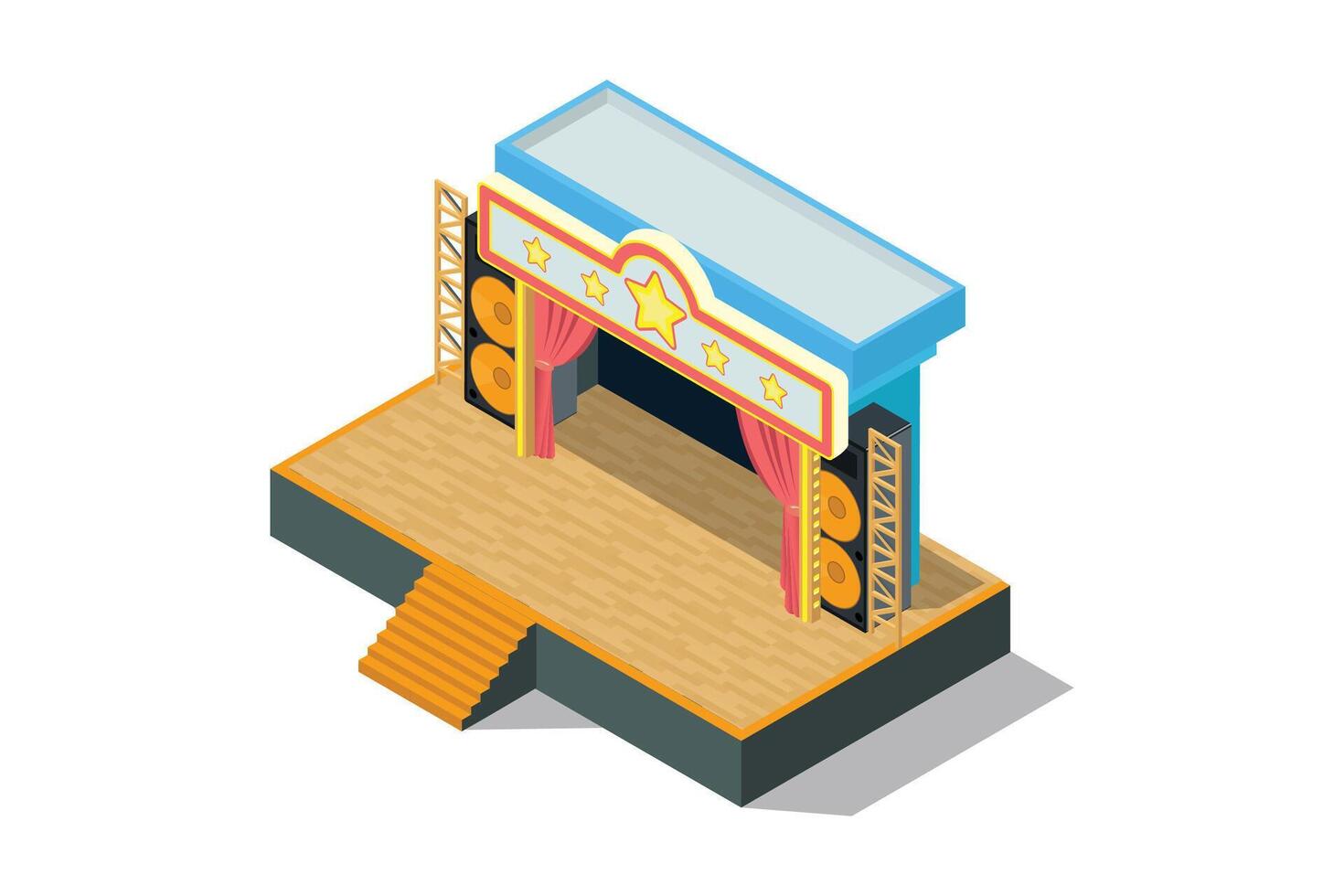 Modern Isometric Music Event stage, 3d Concept Isometric View. Suitable for Diagrams, Game Asset, And Other asset vector