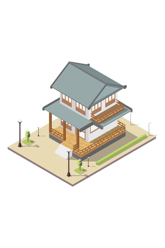 Isometrical tradition japan house isolated, Suitable for Diagrams, Infographics, Book Illustration, Game Asset, And Other Graphic Related Assets vector