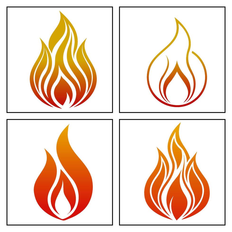 Fire Flame Illustration Best Design, Icons, Flammable Symbol Silhouette Design for Graphic Design Element vector